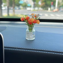 Load image into Gallery viewer, Mini Car Decoration Ornaments Babysbreath Jasmine Vase Glass Vase Micro Landscape Rabbit Car Interior Decoration Console
