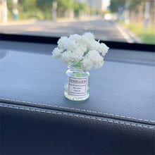 Load image into Gallery viewer, Mini Car Decoration Ornaments Babysbreath Jasmine Vase Glass Vase Micro Landscape Rabbit Car Interior Decoration Console
