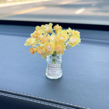 Load image into Gallery viewer, Mini Car Decoration Ornaments Babysbreath Jasmine Vase Glass Vase Micro Landscape Rabbit Car Interior Decoration Console
