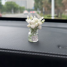 Load image into Gallery viewer, Mini Car Decoration Ornaments Babysbreath Jasmine Vase Glass Vase Micro Landscape Rabbit Car Interior Decoration Console
