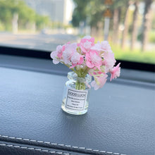 Load image into Gallery viewer, Mini Car Decoration Ornaments Babysbreath Jasmine Vase Glass Vase Micro Landscape Rabbit Car Interior Decoration Console
