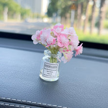 Load image into Gallery viewer, Mini Car Decoration Ornaments Babysbreath Jasmine Vase Glass Vase Micro Landscape Rabbit Car Interior Decoration Console
