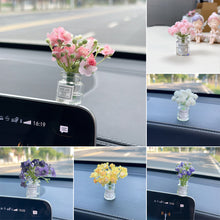 Load image into Gallery viewer, Mini Car Decoration Ornaments Babysbreath Jasmine Vase Glass Vase Micro Landscape Rabbit Car Interior Decoration Console
