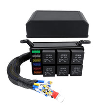 Load image into Gallery viewer, 12V 6-Way Fuse Holder Fuse Relay Box with Pre-Wired Automotive Fuse Block for Car Truck Boat Marine Applications Circuit Protection
