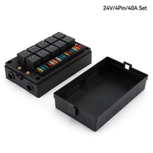 Load image into Gallery viewer, DC12V/24V 15-Way Fuse Relay Box with 10 40A Relays Fuse Block 4-Pin or 5-Pin Relays for Automotive Marine RV Boat
