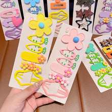 Load image into Gallery viewer, 6pcs/set Multicoloured Flower Hair Clip Bangs Hairpin Cute Cartoon Headwear Hair Styling Accessories for Children
