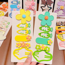 Load image into Gallery viewer, 6pcs/set Multicoloured Flower Hair Clip Bangs Hairpin Cute Cartoon Headwear Hair Styling Accessories for Children
