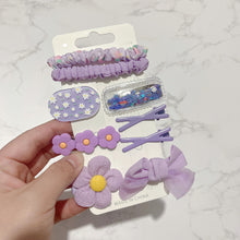 Load image into Gallery viewer, 9pcs/set Colorful Fabric Bowknot Hair Clips Hair Ties Cute Cartoon Hairpin Highly Elastic Rubber Band Headwear for Children
