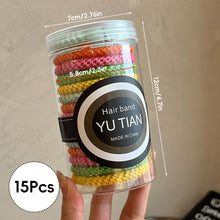 Load image into Gallery viewer, 15pcs/set Braided Highly Elastic Hair Tie Durable Multi-colored Thick High Ponytail Rubber Band Headwear Hair Accessories
