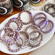 Load image into Gallery viewer, 15pcs/set Braided Highly Elastic Hair Tie Durable Multi-colored Thick High Ponytail Rubber Band Headwear Hair Accessories
