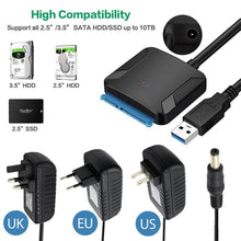 Load image into Gallery viewer, SATA to USB 3.0 Adapter Cable for 3.5/2.5 Inch SSD HDD SATA III Hard Drive Disk Converter Support UASP with 12V Power Adapter

