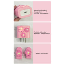 Load image into Gallery viewer, 3D Pink Flower Cable Charger Protector Cover For Iphone 11 15 14 13 Pro Max 18W 20W Charger 2024 New Data Line Protective Sleeve
