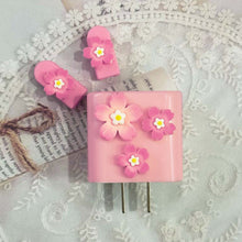 Load image into Gallery viewer, 3D Pink Flower Cable Charger Protector Cover For Iphone 11 15 14 13 Pro Max 18W 20W Charger 2024 New Data Line Protective Sleeve
