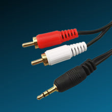 Load image into Gallery viewer, 3.5mm to 2 RCA audio Video cable Y Splitter cable for PC DVD Computer TV Recorder Speakers
