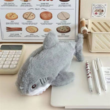 Load image into Gallery viewer, Large Capacity Pen Pouch Stationery Storage Box Cute Plush Ocean Shark Pencil Case Portable Cosmetic Bag School Office Supplies
