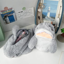 Load image into Gallery viewer, Large Capacity Pen Pouch Stationery Storage Box Cute Plush Ocean Shark Pencil Case Portable Cosmetic Bag School Office Supplies

