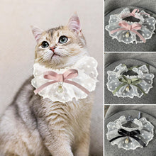 Load image into Gallery viewer, Lace Bowknot Pearl Collar Cat Dog Neckerchief Pet Cats Kitten Dog Puppy String Bib Necklace Necktie Neck Strap Scarf Accessories
