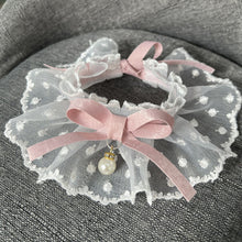 Load image into Gallery viewer, Lace Bowknot Pearl Collar Cat Dog Neckerchief Pet Cats Kitten Dog Puppy String Bib Necklace Necktie Neck Strap Scarf Accessories
