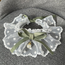Load image into Gallery viewer, Lace Bowknot Pearl Collar Cat Dog Neckerchief Pet Cats Kitten Dog Puppy String Bib Necklace Necktie Neck Strap Scarf Accessories
