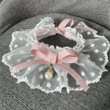 Load image into Gallery viewer, Lace Bowknot Pearl Collar Cat Dog Neckerchief Pet Cats Kitten Dog Puppy String Bib Necklace Necktie Neck Strap Scarf Accessories
