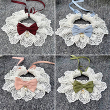 Load image into Gallery viewer, Lace Bowknot Pearl Collar Cat Dog Neckerchief Pet Cats Kitten Dog Puppy String Bib Necklace Necktie Neck Strap Scarf Accessories
