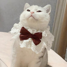 Load image into Gallery viewer, Lace Bowknot Pearl Collar Cat Dog Neckerchief Pet Cats Kitten Dog Puppy String Bib Necklace Necktie Neck Strap Scarf Accessories
