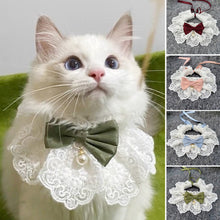 Load image into Gallery viewer, Lace Bowknot Pearl Collar Cat Dog Neckerchief Pet Cats Kitten Dog Puppy String Bib Necklace Necktie Neck Strap Scarf Accessories
