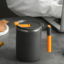 Load image into Gallery viewer, Portable Double-layer Anti-scalding Coffee Mug 304 Stainless Steel Water Cup with Handle and Cover Leak-proof Thermos Cups Mugs
