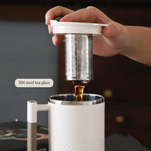 Load image into Gallery viewer, Portable Double-layer Anti-scalding Coffee Mug 304 Stainless Steel Water Cup with Handle and Cover Leak-proof Thermos Cups Mugs
