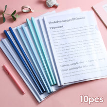 Load image into Gallery viewer, 10PCS/Set A4 Transparent Folder Thickened Plastic Folder File Waterproof Test Paper Storage Bag Office Document Classification Stationery
