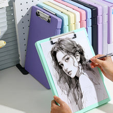 Load image into Gallery viewer, A4 Plastic File Box Folder Storage Multi-Purpose Desktop Test Paper Organizer Document Board Folder Storage Box Writing Board Office
