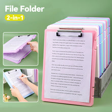 Load image into Gallery viewer, A4 Plastic File Box Folder Storage Multi-Purpose Desktop Test Paper Organizer Document Board Folder Storage Box Writing Board Office
