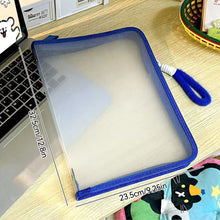 Load image into Gallery viewer, Ins Colorful Dopamine A4 Transparent Zipper Large Handbag File Folder Cute Document Storage Bag Book Storage Office Stationery Gift
