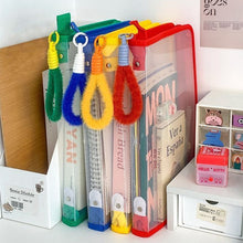 Load image into Gallery viewer, Ins Colorful Dopamine A4 Transparent Zipper Large Handbag File Folder Cute Document Storage Bag Book Storage Office Stationery Gift
