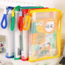 Load image into Gallery viewer, Ins Colorful Dopamine A4 Transparent Zipper Large Handbag File Folder Cute Document Storage Bag Book Storage Office Stationery Gift
