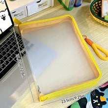 Load image into Gallery viewer, Ins Colorful Dopamine A4 Transparent Zipper Large Handbag File Folder Cute Document Storage Bag Book Storage Office Stationery Gift
