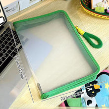 Load image into Gallery viewer, Ins Colorful Dopamine A4 Transparent Zipper Large Handbag File Folder Cute Document Storage Bag Book Storage Office Stationery Gift
