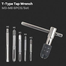 Load image into Gallery viewer, T-type M3-M8 6PCS/Set Hand Tap Wrench Set Screw Thread Plug T-shaped Tool Threading tool Hardware Tap Wrench Maintenance Service Tool
