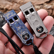 Load image into Gallery viewer, 2-IN-1 Outdoor Adventure High-Decibel Titanium Explosive Whistle EDC Extended Design Compass With Hanging Holes
