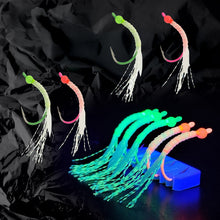 Load image into Gallery viewer, 5PCS Sea Fishing Fluorescent Yellow Fish Hooks Without Barrier Barbs Designed Night Fishing Gear Supplies
