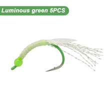 Load image into Gallery viewer, 5PCS Sea Fishing Fluorescent Yellow Fish Hooks Without Barrier Barbs Designed Night Fishing Gear Supplies
