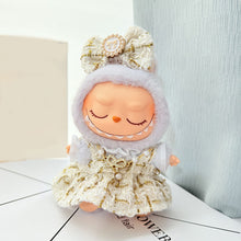 Load image into Gallery viewer, Luxurious Dress Set for 17cm Labubu Dolls with Gold Thread Embellished Mini Dress and Pearl Accessories Dolls' Elegant Outfits
