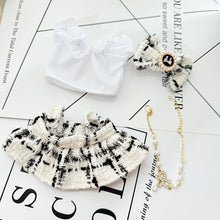 Load image into Gallery viewer, Luxurious Dress Set for 17cm Labubu Dolls with Gold Thread Embellished Mini Dress and Pearl Accessories Dolls' Elegant Outfits
