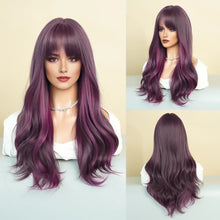 Load image into Gallery viewer, Pickled Purple Bangs Wig for Women with Long Curly Hair and Big Waves Fashion Purple Wavy Wigs Cover
