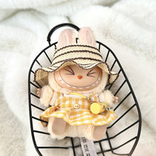 Load image into Gallery viewer, Suitable for 17cm Labubu Picnic Set Spring Straw Hat and Dress Set, DIY Vibrant and Elegant Clothing Labubu Miniature Clothes
