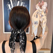 Load image into Gallery viewer, 4pcs/set Floral Bowknot Streamer Hair Band Temperamental Pearl Pendant Hair Tie Highly Elastic Rubber Band Headwear for Women
