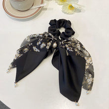 Load image into Gallery viewer, 4pcs/set Floral Bowknot Streamer Hair Band Temperamental Pearl Pendant Hair Tie Highly Elastic Rubber Band Headwear for Women
