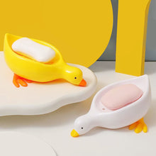 Load image into Gallery viewer, 1Pc Cute Duck Soap Dish Self-Draining Plastic Tray Bathroom Storage Rack No Water Pooling Perfect for Shower Sink or Tub
