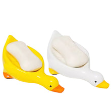 Load image into Gallery viewer, 1Pc Cute Duck Soap Dish Self-Draining Plastic Tray Bathroom Storage Rack No Water Pooling Perfect for Shower Sink or Tub
