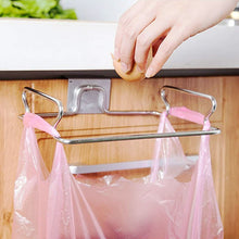 Load image into Gallery viewer, Stainless Steel Hanging Garbage Bag Holder Door-Mounted Kitchen Garbage And Cloth Rack for Cabinet or Closet Storage
